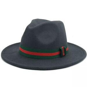 Dark Gray Fedora Hat with Elastic Band